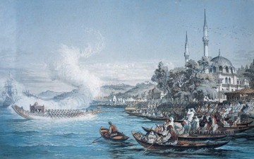 Istanbul bateaux Amadeo Preziosi néoclassicisme romanticisme Peinture à l'huile